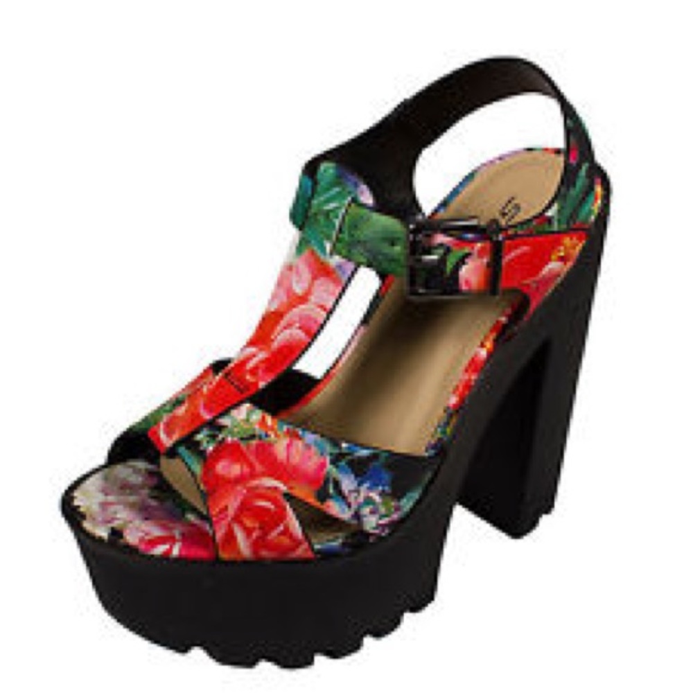 Comfy Floral🌺 Lug Sole Platform Chunky Heels